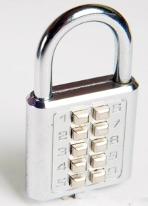 Padlock with numerical keycode buttons